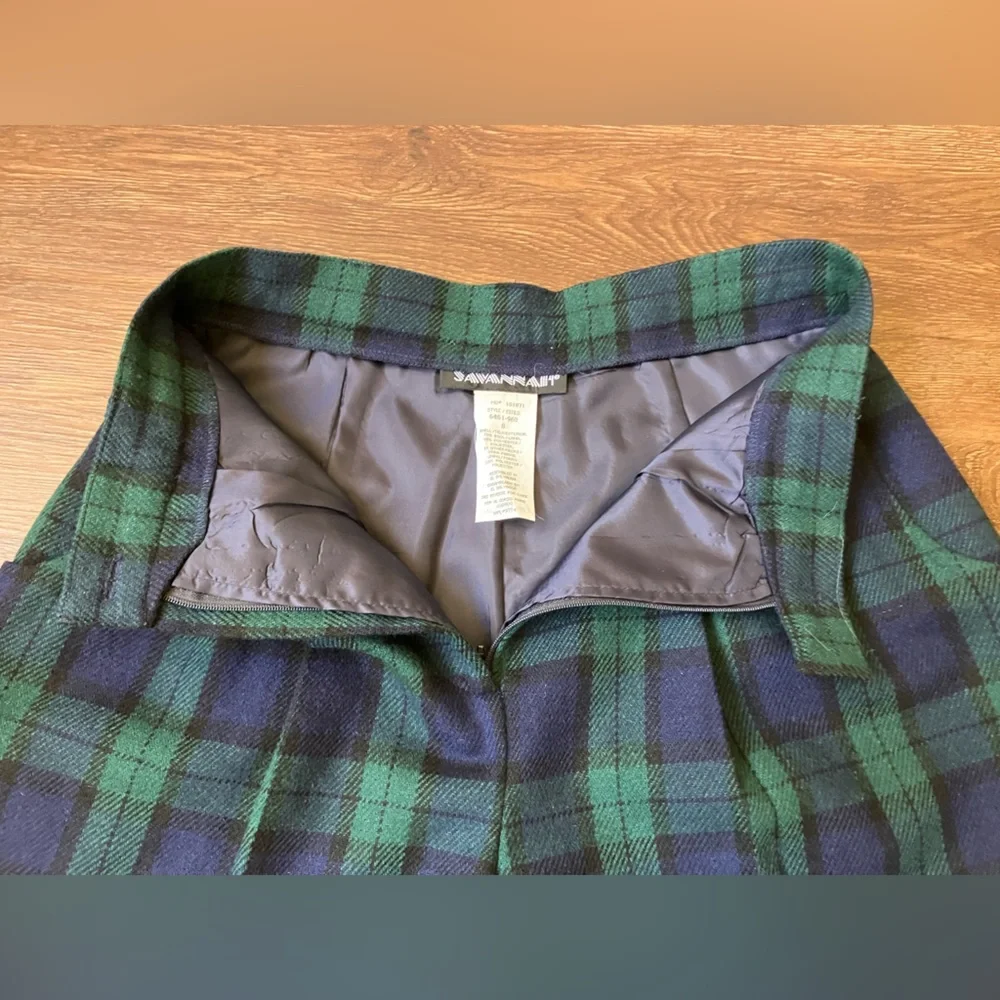 Vintage '80s/90s Savannah Blackwatch Plaid High Waist Mom Shorts Wool Blend XS/S